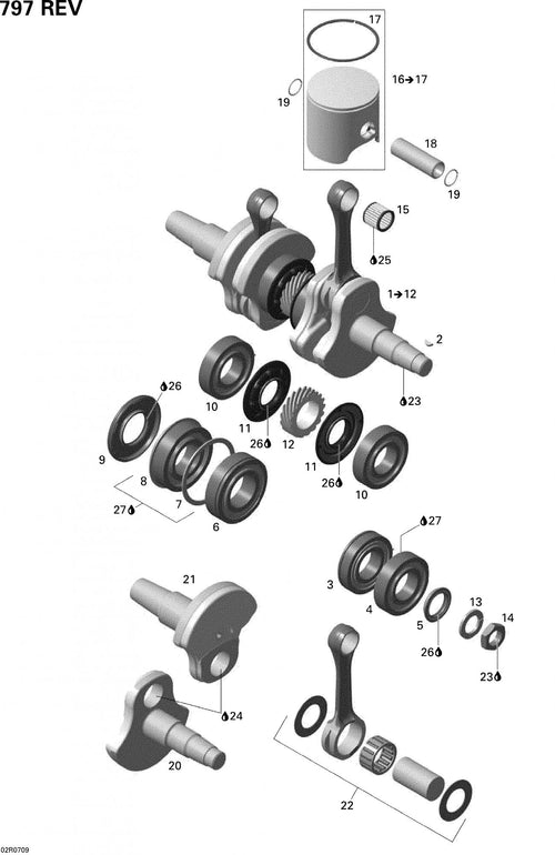 Fits 2007 Ski-Doo Summit Adrenaline 800R / Summit X Models Rod Repair Kit, Pto Side, OEM Part # 420890734