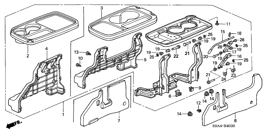 Honda New 2002-2004 Fits Honda CR-V Cover, R. Center Table (Outer)*YR203L* (SADDLE), Part # 81291-S9A-J01ZB