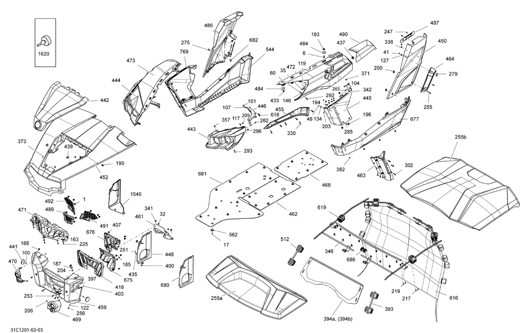 Fits 2011-2013 Can-Am Utility Vehicles RH Front Lateral Pannel, Black, OEM Part # 705005560