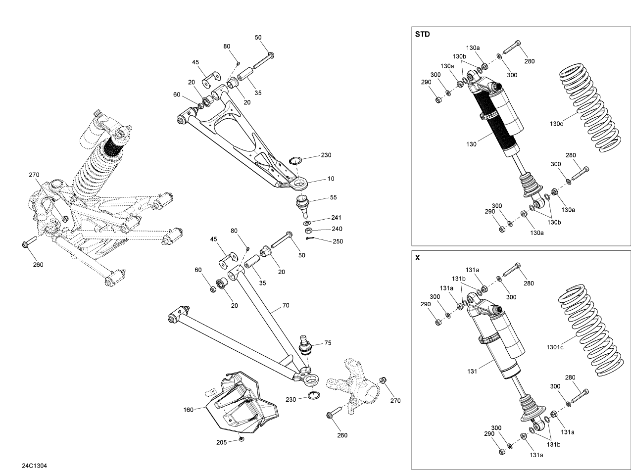 Fits 2013 Can-Am Maverick 1000, STD, XRS Front Shock, OEM Part # 706201599
