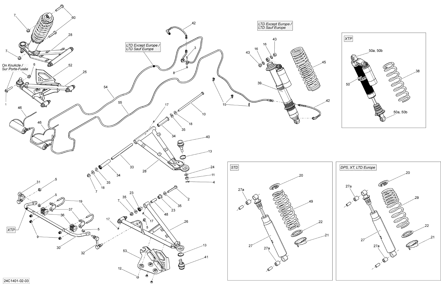 Fits 2013-2015 Can-Am Commander 1000 STD, DPS, XT, XT-P / Commander 1000_STD_DPS_XT_XTP / Commander STD, DPS, XT, X 1000 EFI Front Shock Ass Y, OEM Part # 706201658