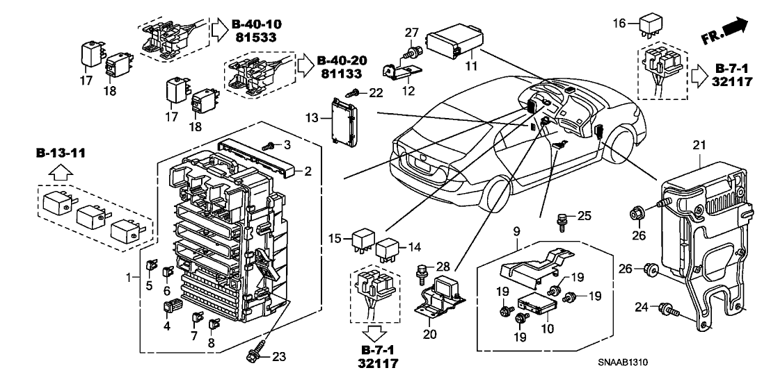 Honda New 2009-2011 Fits Honda Civic Fuse Box Assembly, Part # 38200-SNA-A05