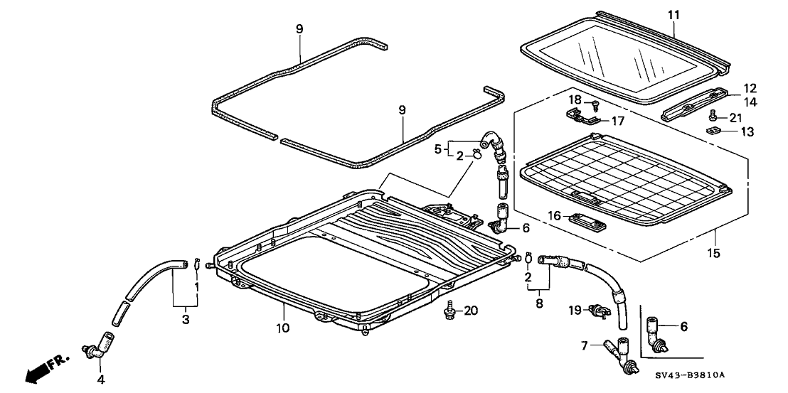 Honda New 1994-1995 Fits Honda Accord Tube, L. RR. Drain (Sunroof), Part # 70065-SV4-J00