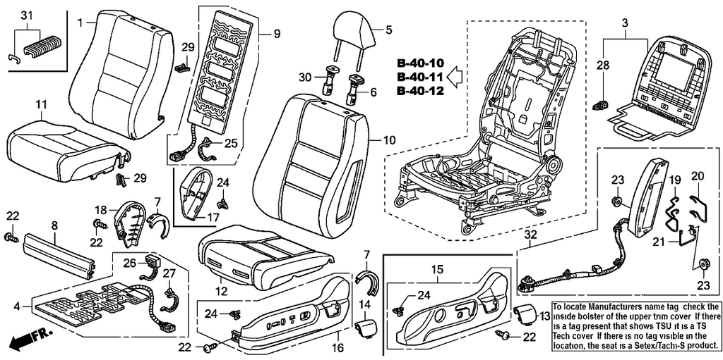 New 2008-2009 Fits Honda Accord Cover, Left Front Seat Cushion Trim (Mdl Gray), Part # 81531-TA0-A41ZB