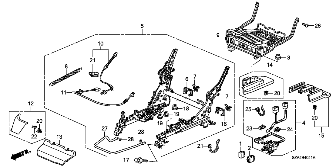 Honda New 2009-2015 Fits Honda Pilot Frame, R. Middle Seat Cushion, Part # 81336-SZA-A01