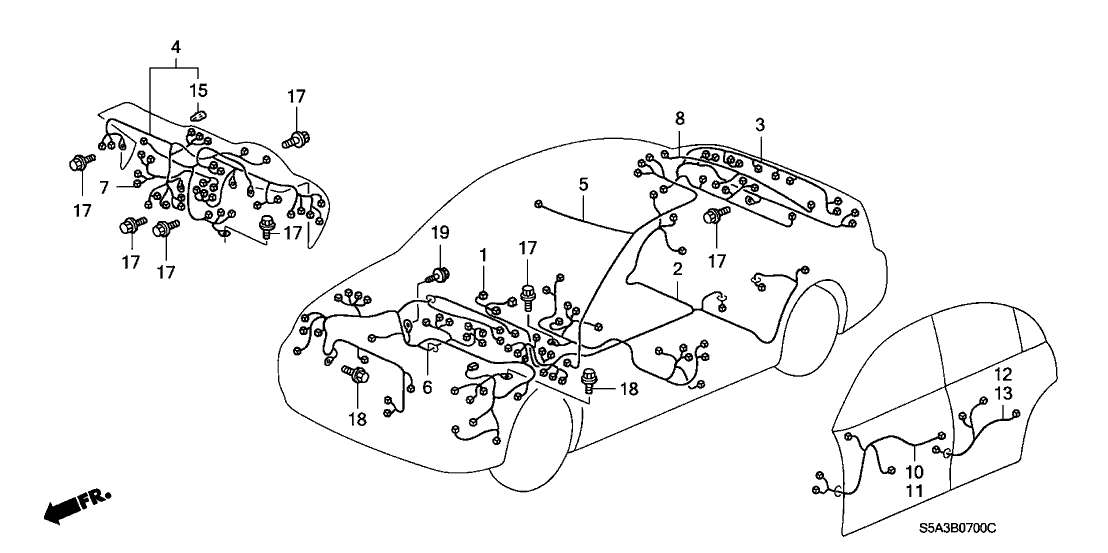 Honda New 2001 Fits Honda Civic Engine Room Wire Harness, Part # 32200-S5A-A10