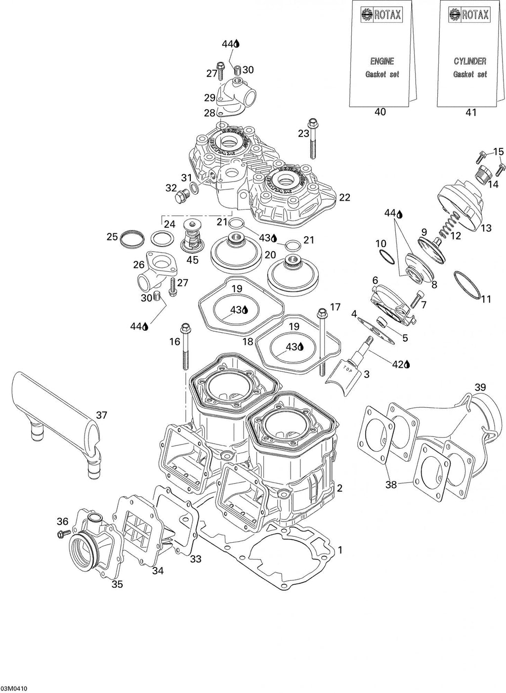 Fits 2002-2006 Ski-Doo MX Z 440 Racing / MX Z X 440 Models Gasket, OEM Part # 420250238