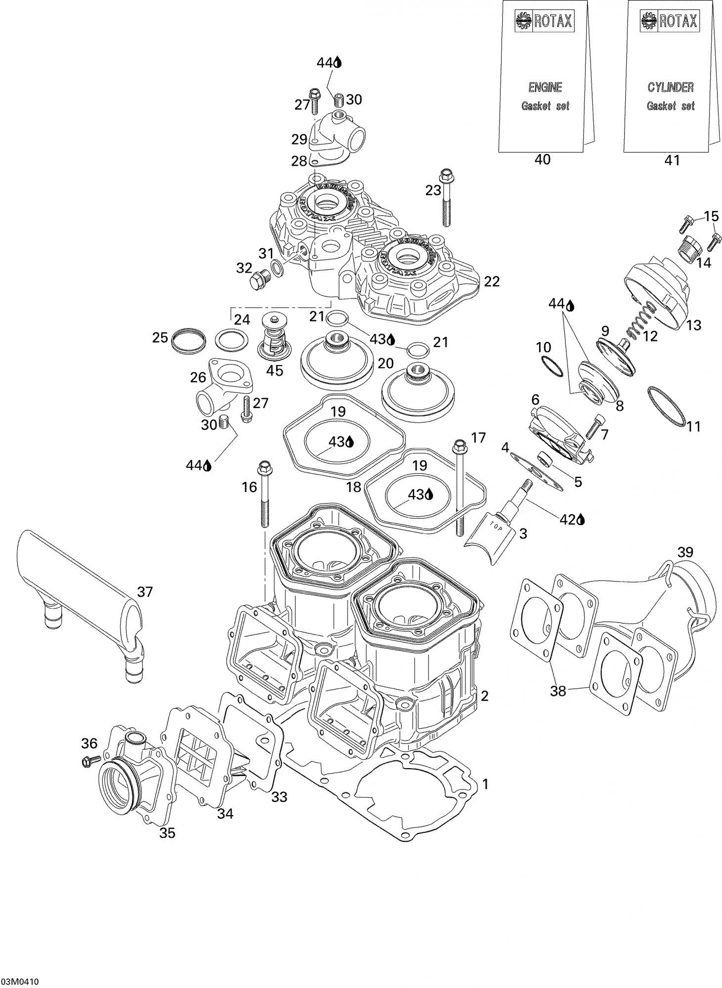Fits 2002-2006 Ski-Doo MX Z 440 Racing / MX Z X 440 Models Gasket, OEM Part # 420250238