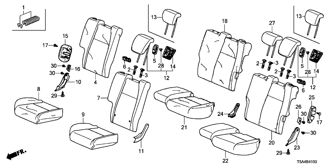 New 2015-2016 Fits Honda Fit Cover, Left Rear Seat-Back Trim (Deep Black), Part # 82521-T5R-A11ZA
