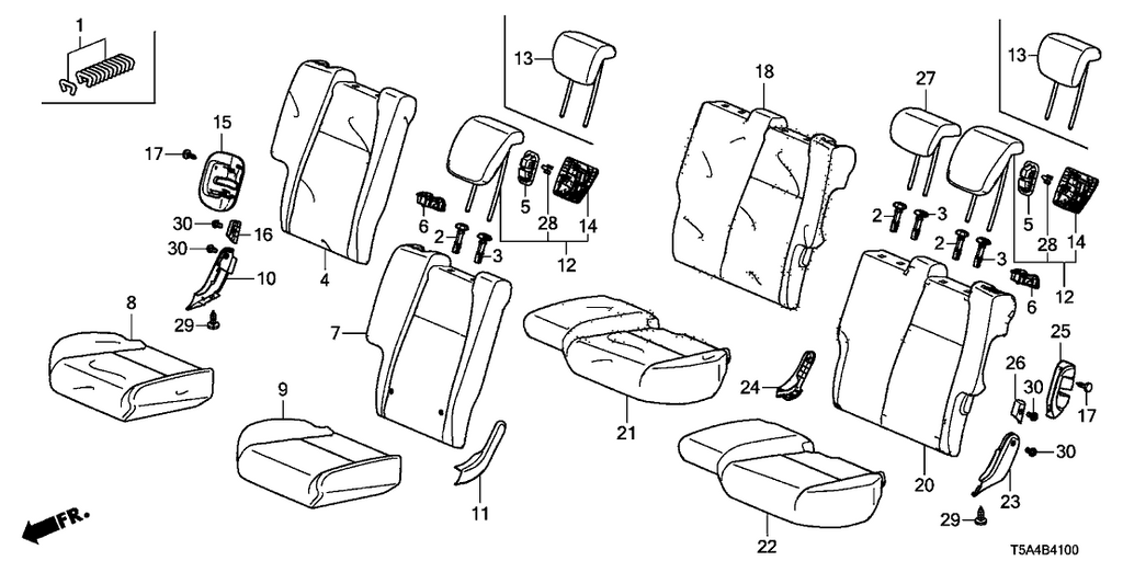 New 2015-2016 Fits Honda Fit Cover, Right Rear Seat Cushion Trim (Deep Black), Part # 82131-T5R-A11ZA