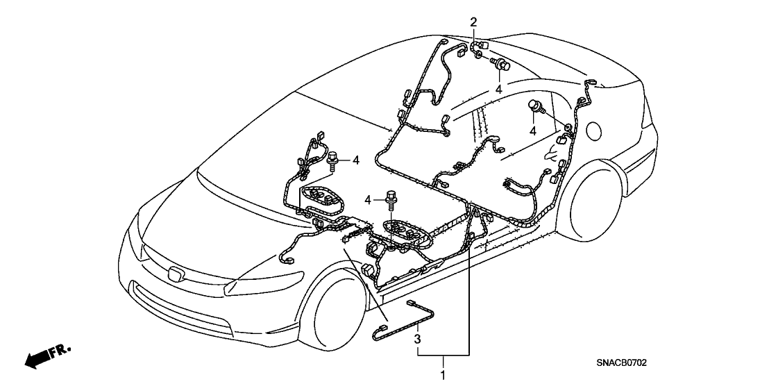 Honda New 2009-2011 Fits Honda Civic Floor Wire Harness, Part # 32107-SNX-A12