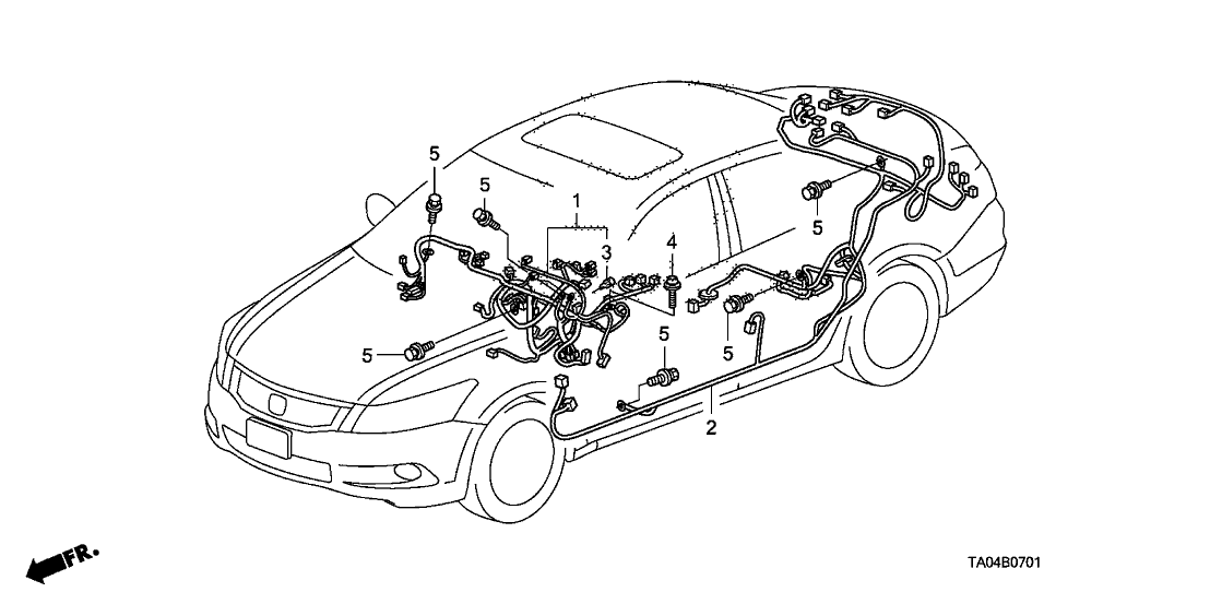 Honda New 2008-2009 Fits Honda Accord Instrument Wire Harness, Part # 32117-TA5-A31
