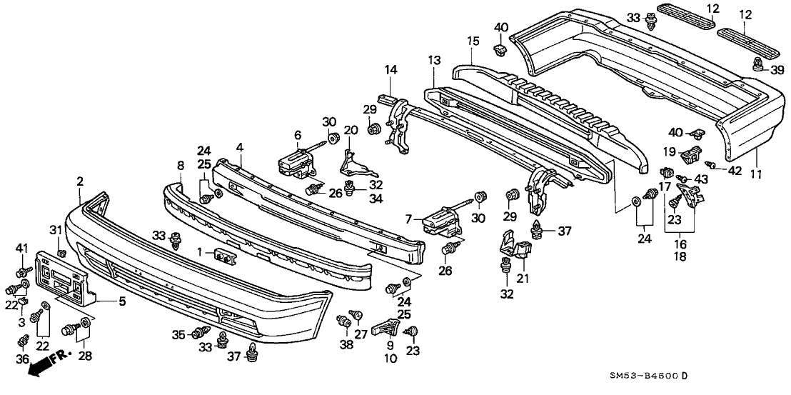Honda New 1991 Fits Honda Accord Front Bumper Absorber, Part # 71170-SM5-A00