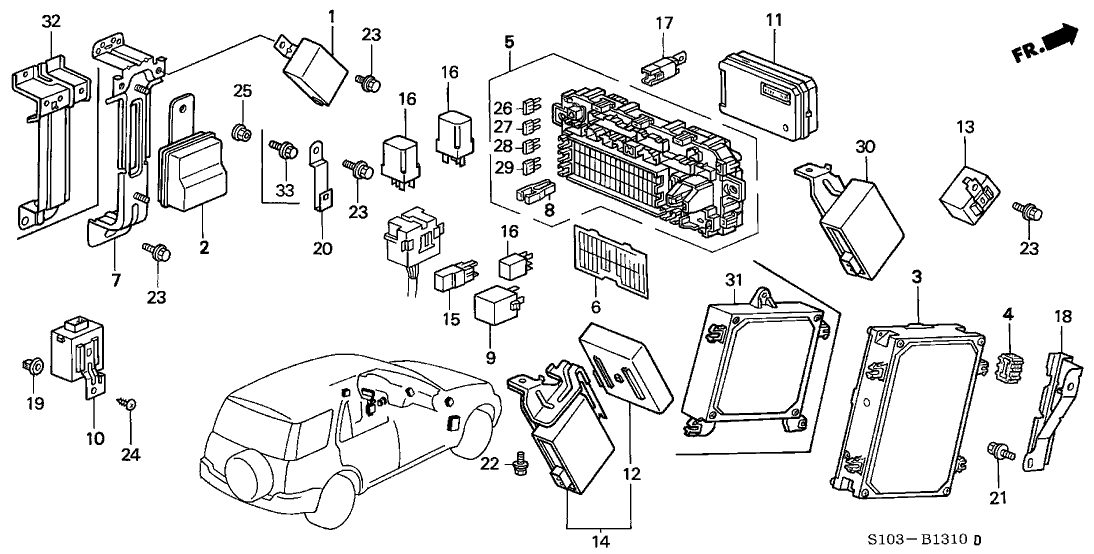 Honda New 1998-2001 Fits Honda CR-V Bracket, Unit, Part # 38206-S10-A01