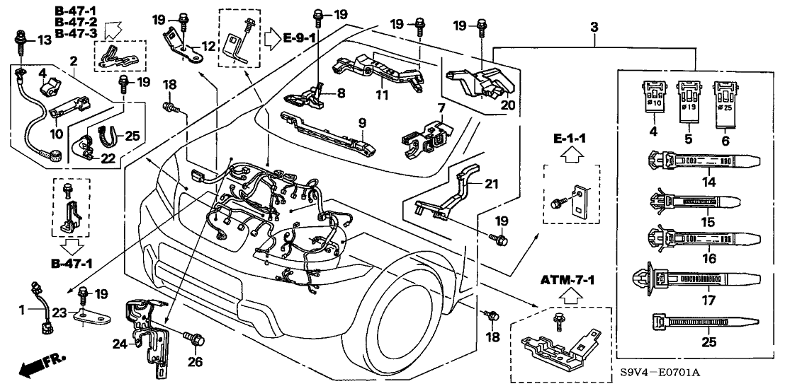 Honda New 2005 Fits Honda Pilot Engine Wire Harness, Part # 32110-PVJ-A50
