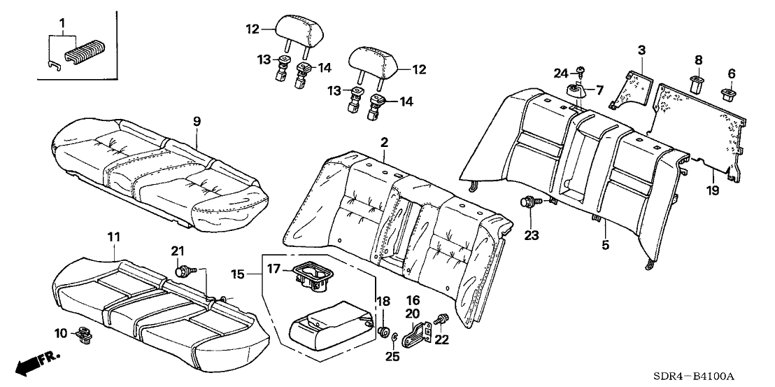 Honda New 2006-2007 Fits Honda Accord Hybrid Rear Seat-Back Pad & Frame, Part # 82127-SDR-A92