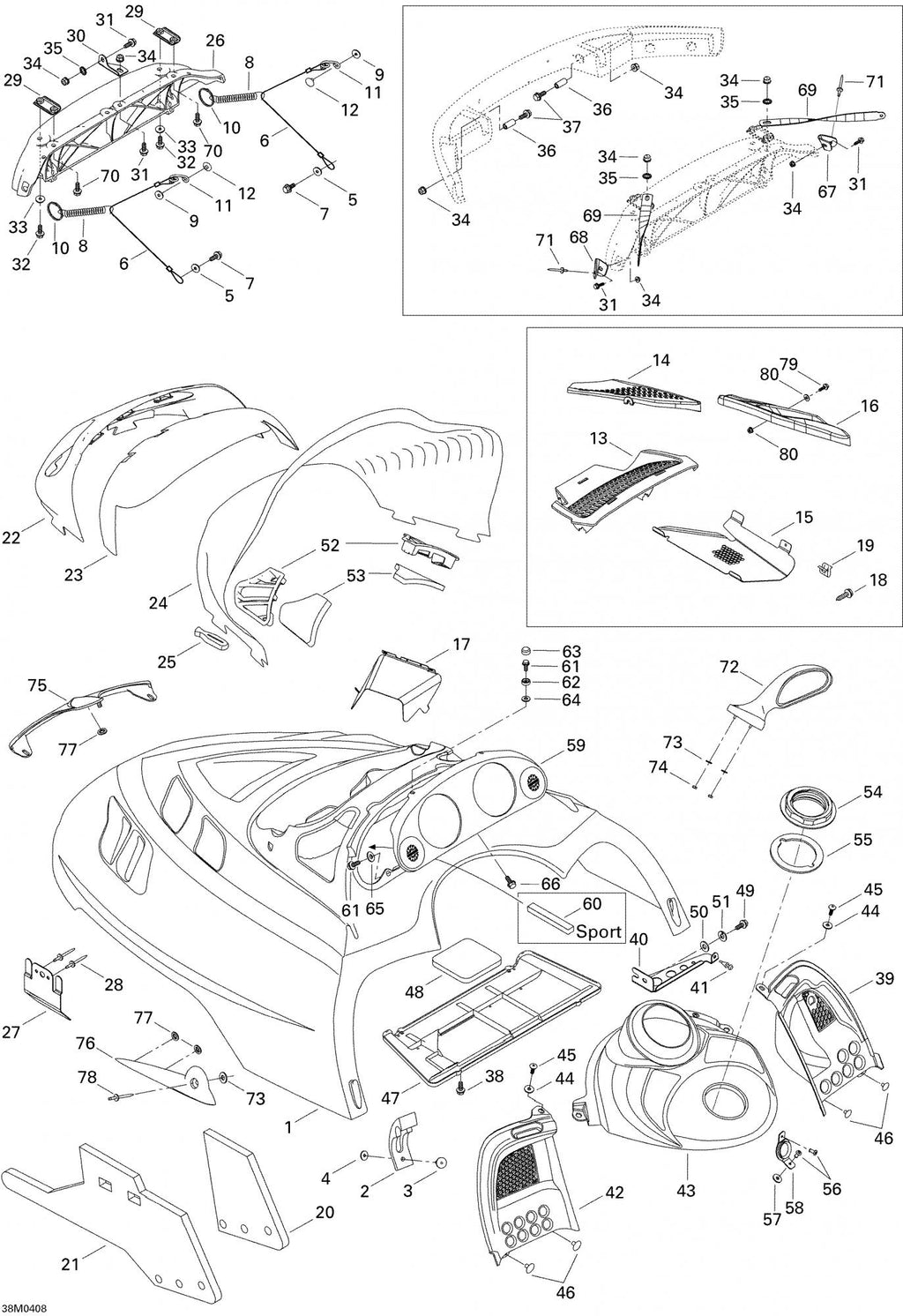 Fits 2003-2004 Ski-Doo Grand Touring 500/600/700 / Legend 380F Models Indicator Support, OEM Part # 517303592