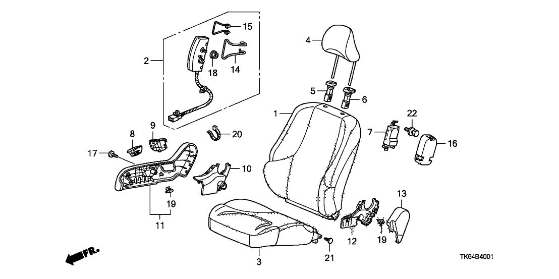 Honda New 2009-2011 Fits Honda Fit Pad, Right Front Seat Cushion (Kirabi Black), Part # 81137-TK6-A01ZB