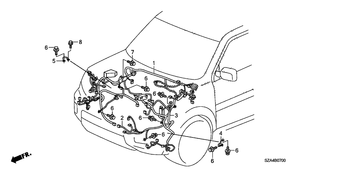 Honda New 2011 Fits Honda Pilot Right Cabin Wire Harness, Part # 32100-SZA-D10