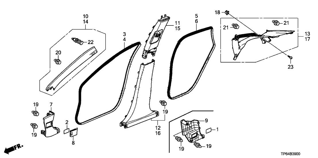 Honda New 2010-2012 Fits Honda Crosstour Garnish Assy., R. Center Pillar (Upper) *YR412L* (BRIGHT IVORY), Part # 84111-TP6-A01ZB