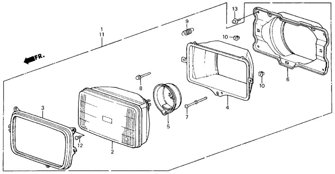 Honda New 1984-1985 Fits Honda Civic Passenger Side Headlight Assembly, Part # 33100-SB3-671