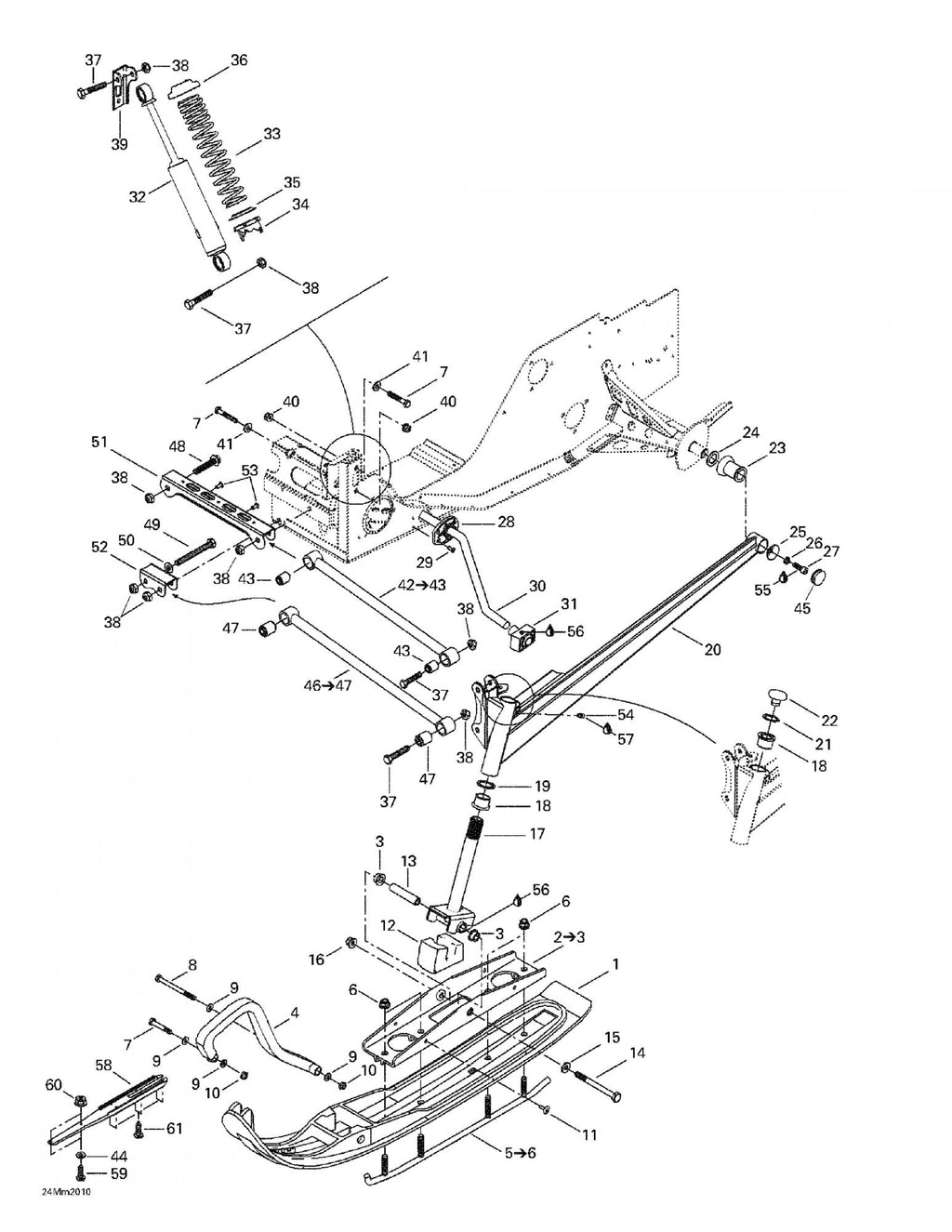 Fits 1998-2005 Ski-Doo Formula Deluxe 500/600/700 / Formula Deluxe 600/700 Models RH Shock Bracket, OEM Part # 518317518