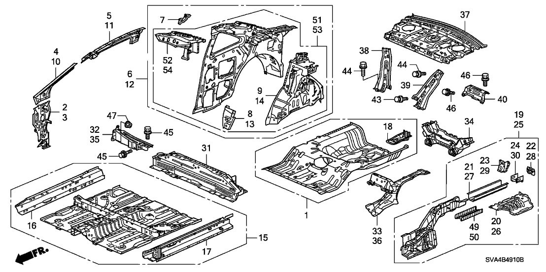 Honda New 2006 Fits Honda Civic Right Rear Frame, Part # 65610-SVA-A20ZZ