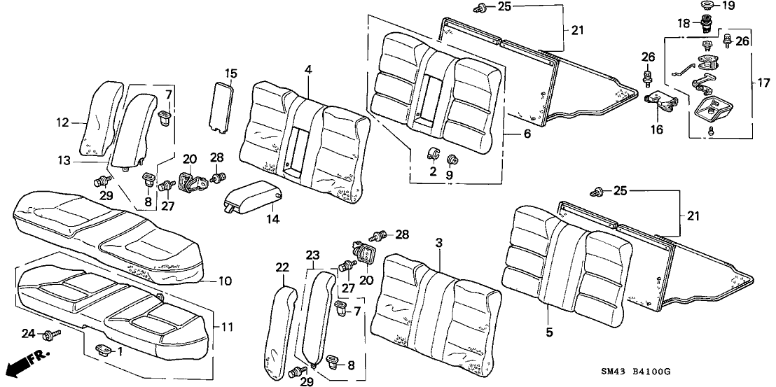 Honda New 1990-1991 Fits Honda Accord Cover, Rear Seat-Back Trim (Palmy Gray), Part # 82121-SM1-A21ZD