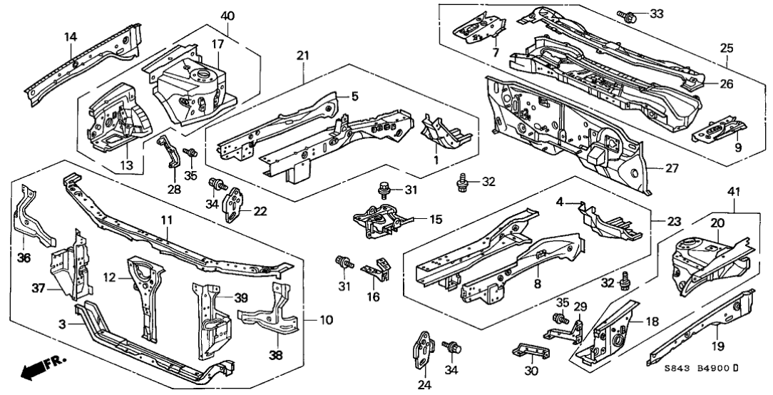 Honda New 1998-2002 Fits Honda Accord Right Front Side Frame, Part # 60810-S84-A01ZZ