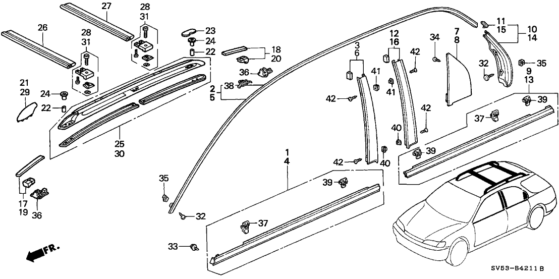 Honda New 1994-1997 Fits Honda Accord Cover, L. RR. Door (Outer), Part # 72761-SV1-000