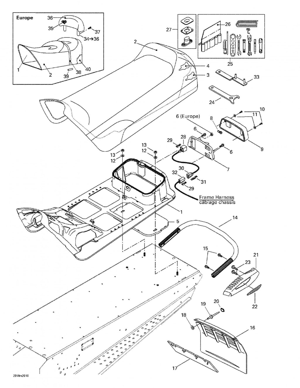 Fits 1999-2005 Ski-Doo Formula Deluxe 500/600/700 / Formula Deluxe 600/700 Models Under Chest, OEM Part # 572107601