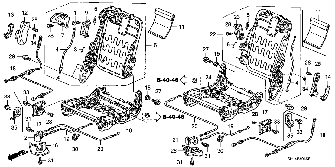 Honda New 2007-2010 Fits Honda Odyssey Frame, L. Middle Seat-Back, Part # 81726-SHJ-A31