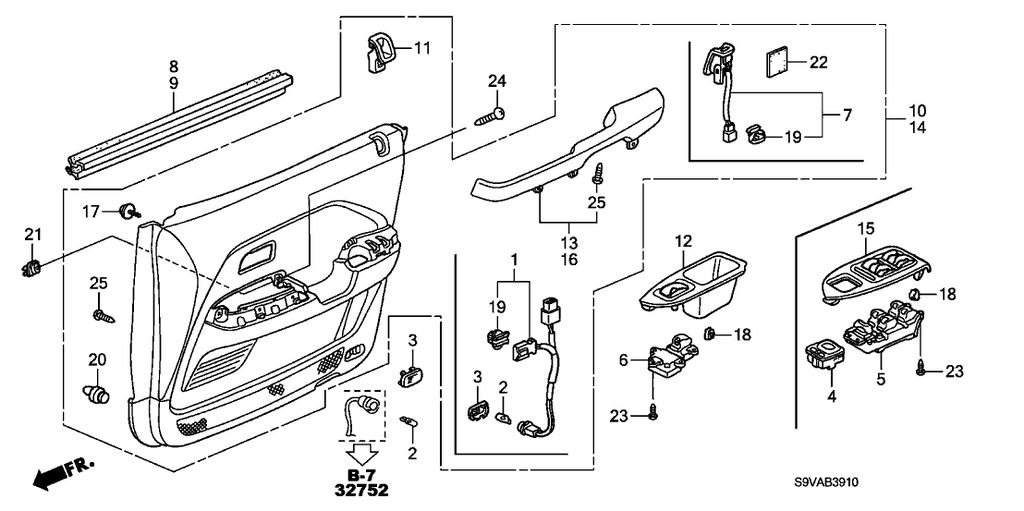 New 2006-2008 Fits Honda Pilot Panel, Switch *NH634L* (Master) (MIST SILVER), Part # 83561-S9V-A20ZA
