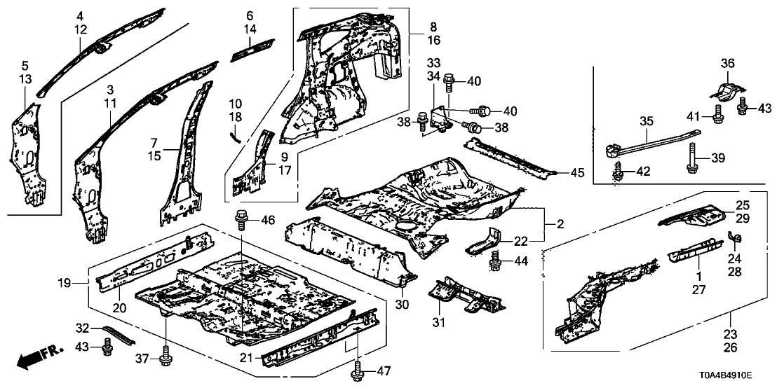 New 2012 Fits Honda CR-V Middle Floor Crossmember, Part # 65700-T0B-A00ZZ