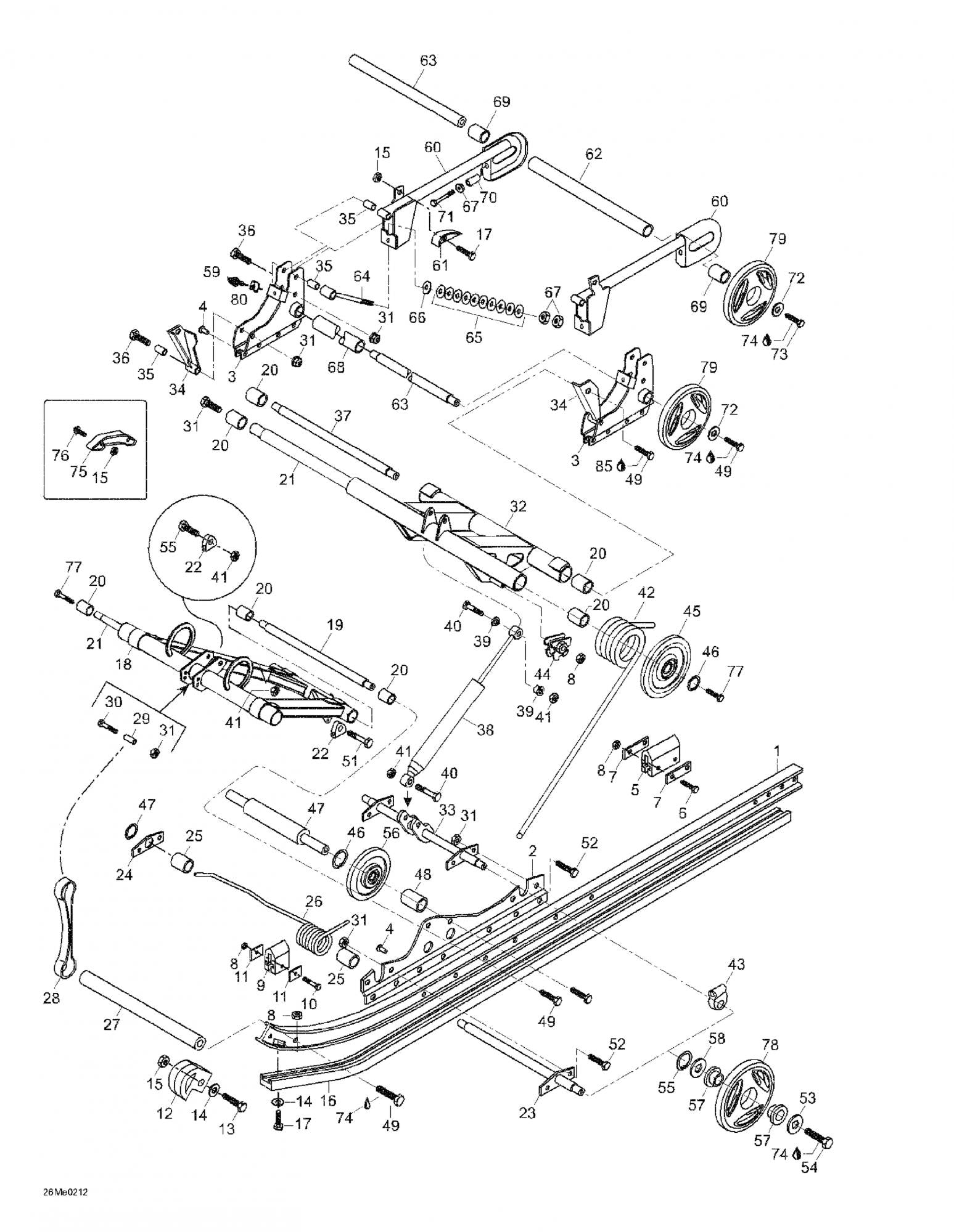 Fits 2001-2007 Ski-Doo Skandic 440 / Skandic 440F Models Cross Shaft, OEM Part # 546599