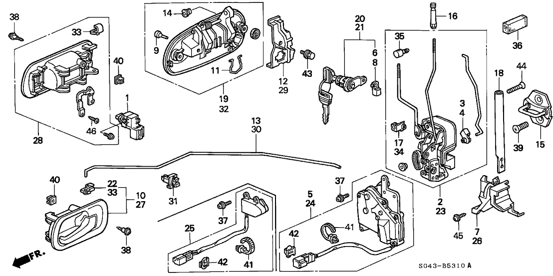 Honda New 1996-1997 Fits Honda Civic Handle Assembly, Left Front Door (Outer) (Frost White), Part # 72180-S01-A02ZD