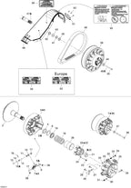 Fits 2004-2007 Ski-Doo MX Z 440 Racing / MX Z 440X Racing Models Fixed Flange Ass'y, OEM Part # 417222742