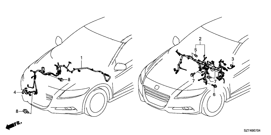 Honda New 2011-2012 Fits Honda CR-Z Wire Harness, R. Cabin (Include Washer Tube), Part # 32100-SZT-A10