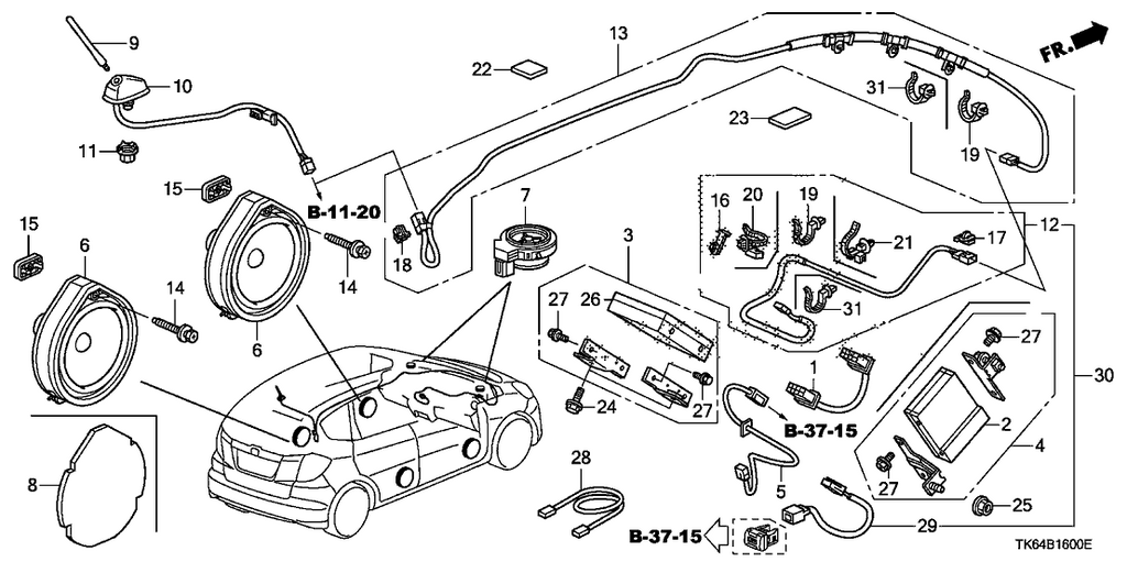 New 2009-2010 Fits Honda Fit Adapter Unit, Usb, Part # 39113-TF0-E01