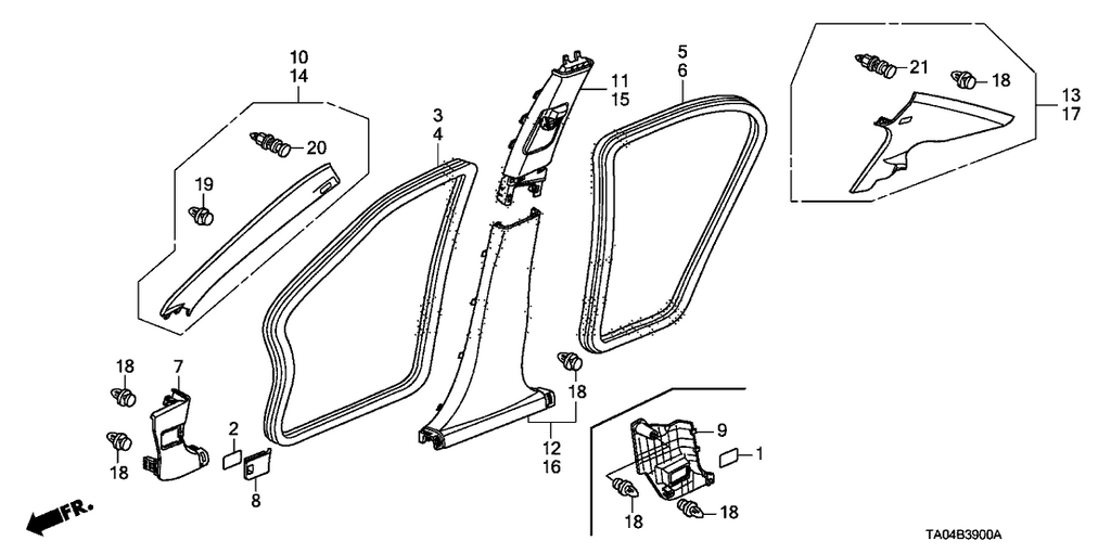 New 2008-2012 Fits Honda Accord Garnish Assy., L. Center Pillar (Lower) *YR327L* (PEARL IVORY), Part # 84171-TA0-A01ZC