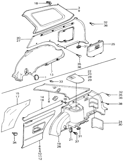 Honda New 1980-1981 Fits Honda Civic Clip, Lining *R23L* (CHIC RED), Part # 90653-SA0-000ZE