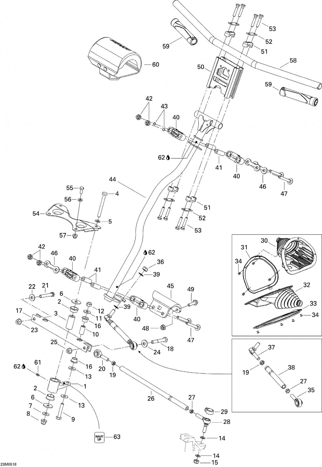 Fits 2005-2007 Ski-Doo Mach Z 1000 SDI / Mach Z 1000 SDI Adrenaline & X Models Tie Rod, OEM Part # 506152006