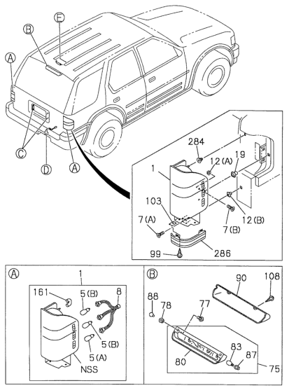 Honda New 2001-2002 Fits Honda Passport Lamp Assy., Stop Highmounted, Part # 89722-05530