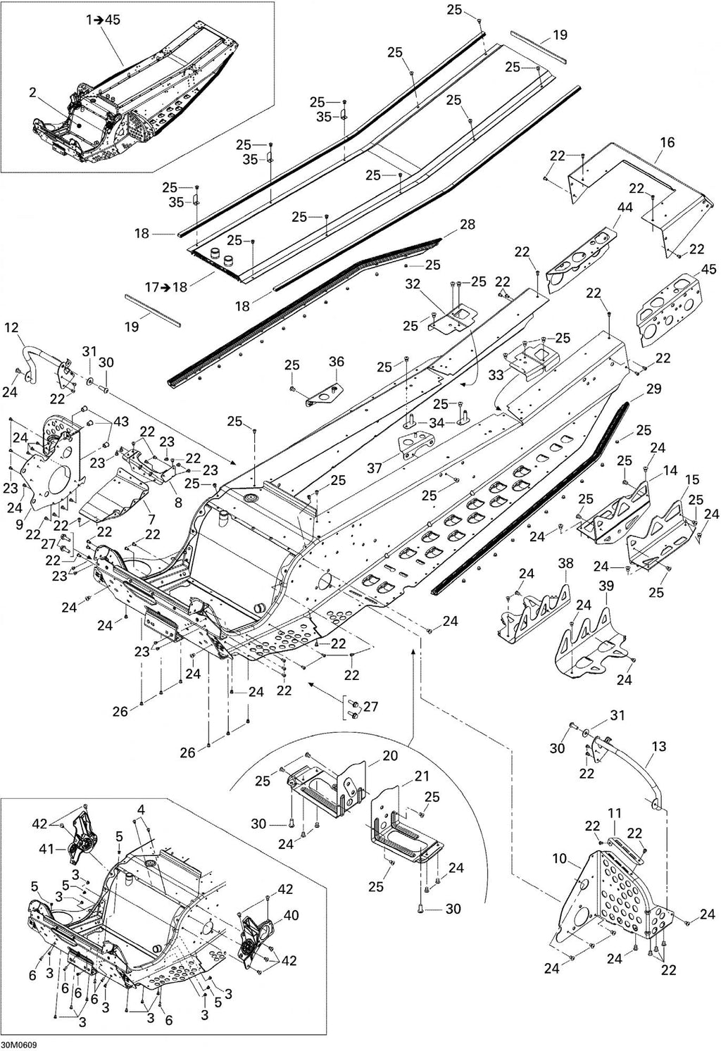 Fits 2005-2007 Ski-Doo Mach Z 1000 SDI / Mach Z 1000 SDI Adrenaline & X Models RH Footrest Reinforcement, OEM Part # 518323952