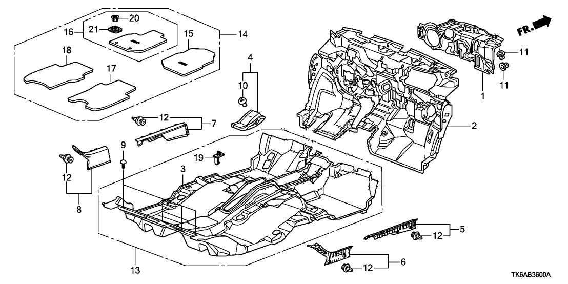 Honda New 2011-2013 Fits Honda Fit Mat Floor*NH835L*, Part # 83604-TK6-A02ZA