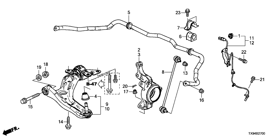 Honda New 2013-2014 Fits Honda Fit EV Front Stabilizer Spring, Part # 51300-TX9-A02