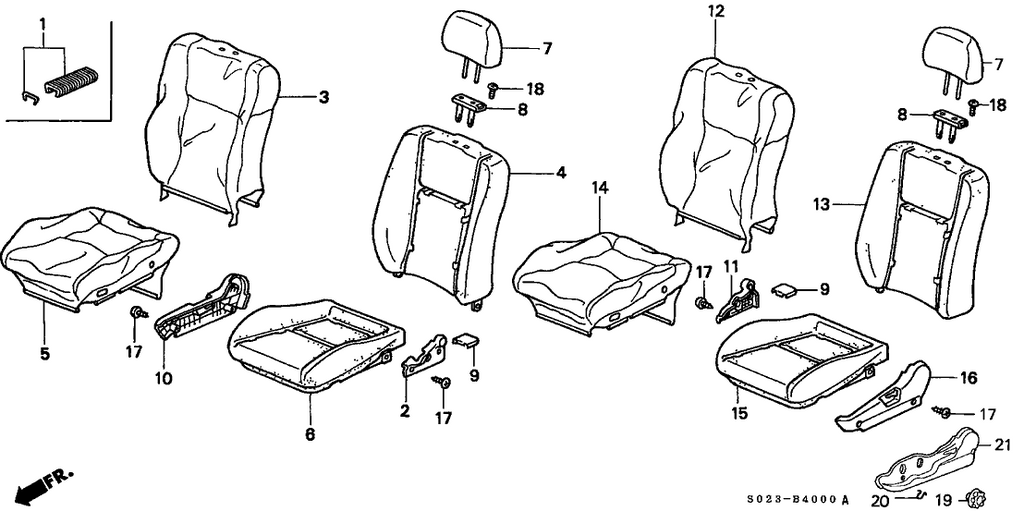 New 1999-2000 Fits Honda Civic Left Front Seat-Back Trim Cover (Excel Charcoal), Part # 81521-S02-A21ZA