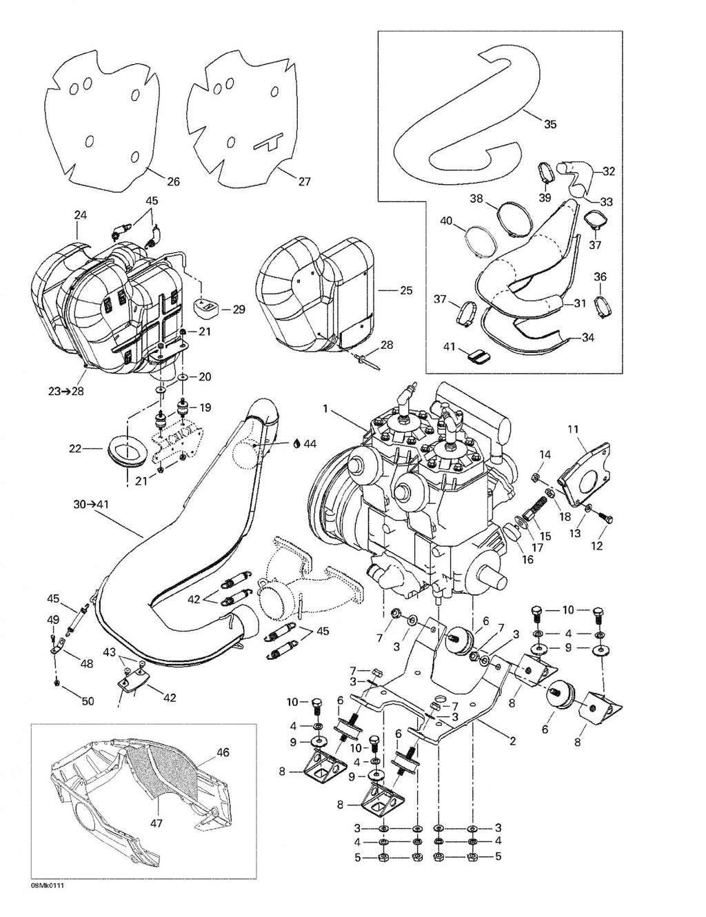 Fits 2001/2003/2004 Ski-Doo Grand Touring 500/600/700 / Legend 500 SS Models Insulating Wool 600, OEM Part # 514053285