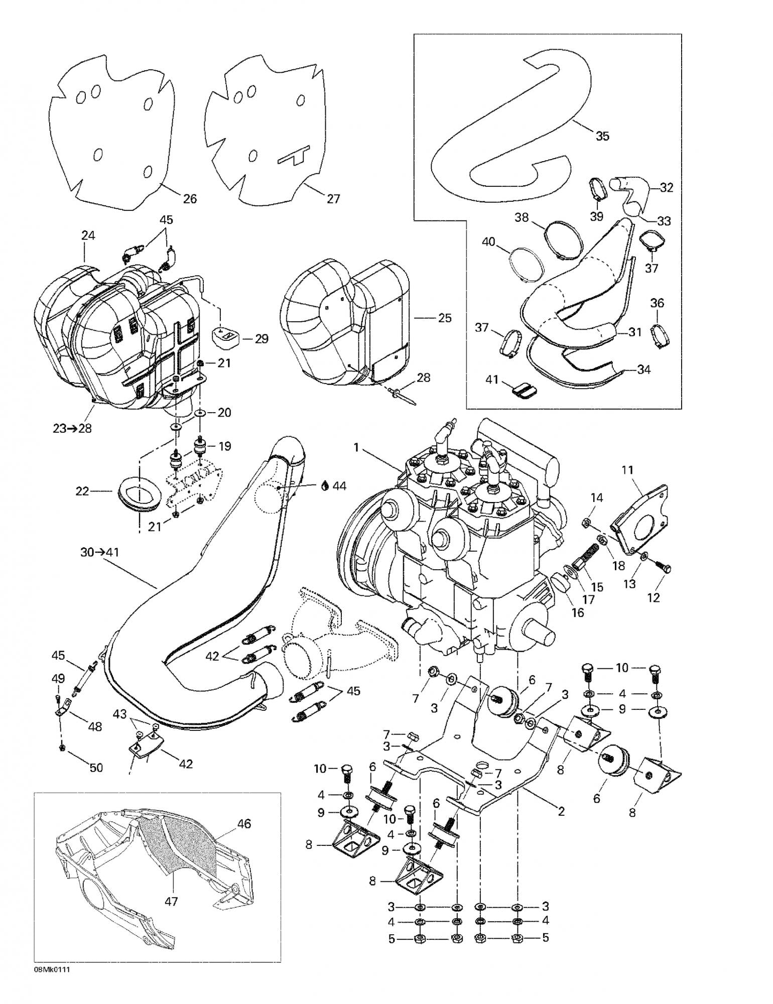 Fits 2001/2003/2004 Ski-Doo Grand Touring 500/600/700 / Legend 500 SS Models Insulating Wool 600, OEM Part # 514053285