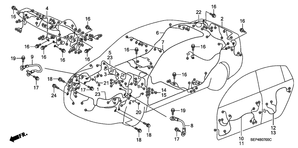 New 2004 Fits Acura TL Interior Wire, Part # 32155-SEP-A00
